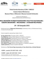 Rola Muzeów w Międzynarodowej Polityce Kulturalnej:	 Europa Środkowo-Wschodnia – studium przypadku